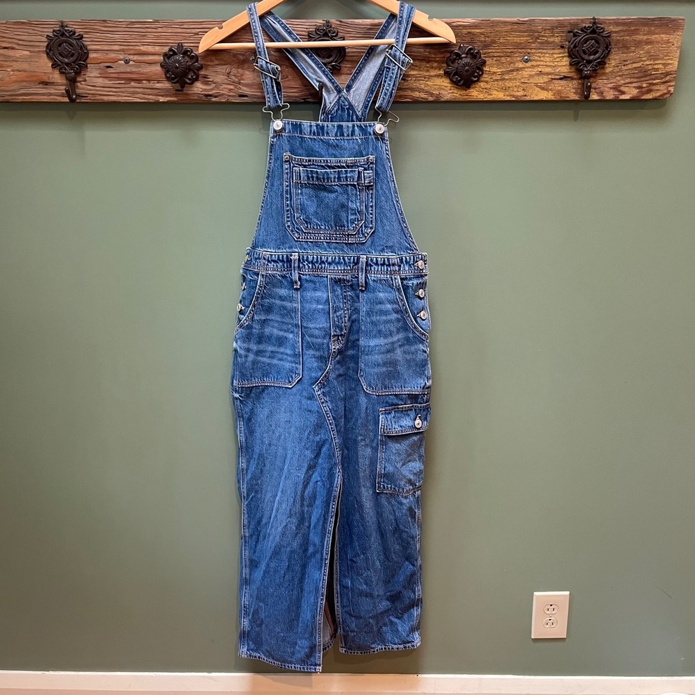 American Eagle Denim Overall Midi Skirt Medium Wash Utility Carpenter Blue Small